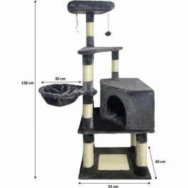 SWIFTY AL102BIS Árbol para gatos con 3 plataformas, 1 percha, 1 nicho y rascadores - 55x40x138 cm - Gris Oscuro