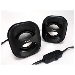 Equip Altavoces 2.0 Mini Negro para PC con Sonido Potente y Conexión USB/Jack 3.5mm