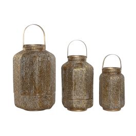 DKD Home Decor Portavelas Árabe Dorado Metal Set de 3 Piezas 25 x 40 x 25 cm Precio: 68.68999995. SKU: B142DJ74VK