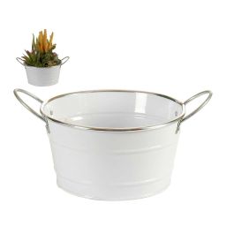 Macetero Redondo Blanco Filo Plata Ibergarden 27X10CM (24 Unidades) Precio: 55.50000049. SKU: B1F3K5J4SD