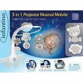 Infantino INF0773554049152 Móvil musical y proyector Dulce Noche 3 en 1 Gris