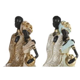 DKD Home Decor Figura Colonial Africana de Resina Verde Beige 11.5 x 29.5 x 11.5 cm (4 Unidades)