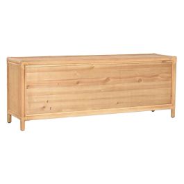 DKD Home Decor Mueble para TV Tropical de Abeto y Ratán Marrón Claro Acabado Natural con 5 Cajones y 1 Estantería 120x30x45 cm
