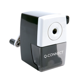 Q-connect Sacapuntas de Sobremesa Manual con Depósito para Virutas, Ideal para Lápices de 8mm