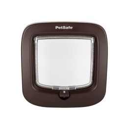Petsafe Staywell-Manual Puerta Gatos y Perros hasta 8kg Marrón, Cierre Manual 4 Posiciones para Madera, Cristal y Metal