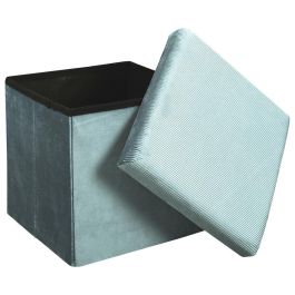 Home Deco Factory Puf Plegable Azul Terciopelo Lounge Giulia Medidas 38x38x38 cm Capacidad 110 kg