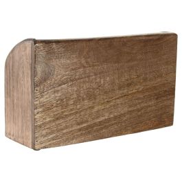 DKD Home Decor Organizador de Almacenamiento Estilo Urban Softedges de Madera de Mango Natural Marrón Redondeado para Hogar y Oficina 11x17x30 cm