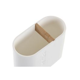 DKD Home Decor Vaso Basicos Blanco Natural Polipropileno Bambú 11.5 x 5.5 x 10.5 cm