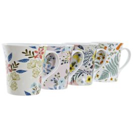 DKD Home Decor Mug Shabby Porcelana Multicolor 9 x 10 x 12 cm 360ml 12 Unidades Apto Microondas y Lavavajillas