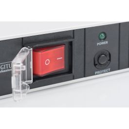 DIGITUS Regleta 1HE de Aluminio con 7 Tomas Tipo F, Protección Sobrecarga 4000W, Cable 2m, Interruptor On/Off