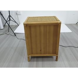 DKD Home Decor Mesita Auxiliar de Abeto y Ratán Tropical con 1 Puerta y 1 Estante Marrón Claro 46x35x60 cm DKD Home Decor Mesita Auxiliar de Abeto y Ratán Tropical con 1 Puerta y 1 Estante Marrón Claro 46x35x60 cm