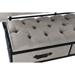 DKD Home Decor Reposapies Scandi Gris 85x85x48 cm | Puff Diseño Nórdico con Altura de Asiento 48 cm en Poliéster y MDF