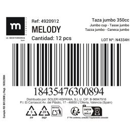 Taza Jumbo Melody 350 cc - Inde (36 Unidades) Taza Jumbo Melody 350 cc - Inde (36 Unidades)