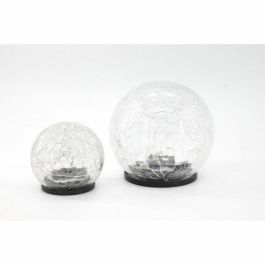 Galix Esfera solar efecto cristal roto Ø 10 cm, 15 LED blancos, 10 lúmenes, 8h autonomía