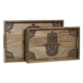 Bandeja Indio DKD Home Decor Natural Natural 27 x 5.5 x 43.5 cm Set de 2