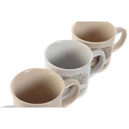 Mug Tradicional DKD Home Decor Beige Blanco Roto 9 x 8.5 x 13 cm (4 Unidades)