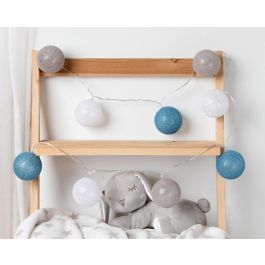 KioKids Guirnalda de Luz LED Azul 1,5m, con 9 Bolas de Colores, Funciona a Pilas. Perfecta para Dormitorio o Habitación Infantil Bebé