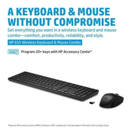 HP 655 Teclado y Ratón Inalámbrico – 20+ Teclas Personalizables, Ratón con Seguimiento Preciso, Materiales Reciclados, Fácil Limpieza HP 655 Teclado y Ratón Inalámbrico – 20+ Teclas Personalizables, Ratón con Seguimiento Preciso, Materiales Reciclados, Fácil Limpieza