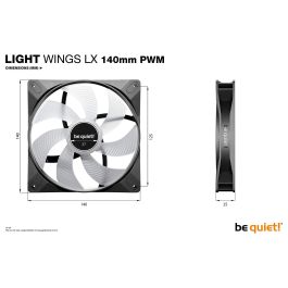 be quiet! LIGHT WINGS LX PWM Triple-Pack Ventilador 140mm con Iluminación LED RGB Controlable y Rodamientos de Rifle para PC