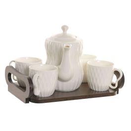 DKD Home Decor Set de 6 Piezas Pengjia 25 Tazas de Porcelana y Bambú Blanco/Marrón Oscuro 23x19x28 cm Precio: 25.5899996. SKU: B1BCSX2WLZ