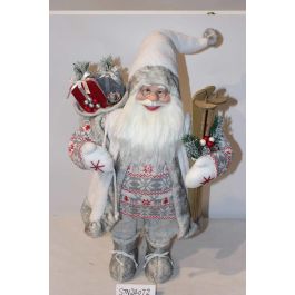 DKD Home Decor Figura Navidad Alpina Gris Poliéster y Madera 22 x 48 x 42 cm