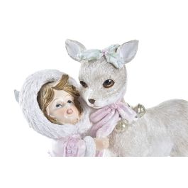 DKD Home Decor Figura Decoración Navideña Fantasía de Resina, Colores Rosa y Blanco, Medidas 13x12x6 cm DKD Home Decor Figura Decoración Navideña Fantasía de Resina, Colores Rosa y Blanco, Medidas 13x12x6 cm