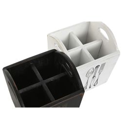 Cubertero Tradicional DKD Home Decor Blanco Negro 15 x 18 x 15 cm Set de 2 Cubertero Tradicional DKD Home Decor Blanco Negro 15 x 18 x 15 cm Set de 2