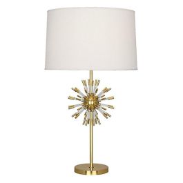 DKD Home Decor Lámpara Sobremesa Moderna Estrella Dorado Blanco Metal Acrílico E27, 80cm Alto, 50W