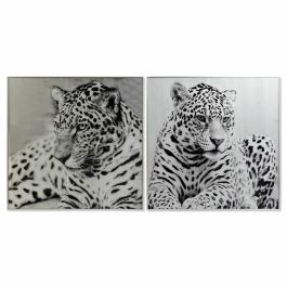 Cuadro DKD Home Decor 100 x 2,5 x 100 cm Leopardo Colonial (2 Unidades)