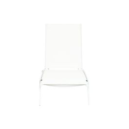 DKD Home Decor Tumbona Terraza y Jardín Reclinable con Ruedas Aluminio Textilene Blanco 187.5x64x97 cm Altura Asiento 31.5 cm