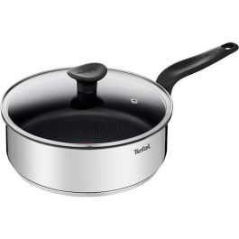 TEFAL E3093204 Sartén PRIMARIA de acero inoxidable con revestimiento antiadherente 24 cm + tapa, compatible con inducción