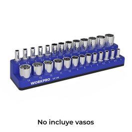 Workpro Organizador magnético vacío para vasos métricos 1/4" (4-14mm) para taller y herramientas
