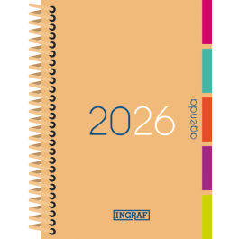 Ingraf 356430 Agenda Mediterráneo 2026 D/P 15x21 cm Semana a la Vista Colores Surtidos Castellano/Inglés/Euskera/Portugués