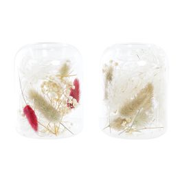 DKD Home Decor Portavela Decorativo Estilo Shabby Beige y Granate, Fabricado en Cristal y Flor Seca, Medidas 8x8x11 cm - Pack de 2 Unidades Precio: 15.49999957. SKU: S3041454