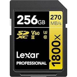 Lexar LSD1800256G-BNNNG Tarjeta SDXC Profesional 1800X 256GB UHS-II U3 V60, Velocidad de Lectura 270MB/s, Escritura 180MB/s Precio: 104.8899995. SKU: B18A6KGWA9