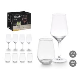 Vivalto Set de 8 Piezas de Vidrio Transparente con Vasos de 480 ml y Copas de 620 ml (2 Unidades) Vivalto Set de 8 Piezas de Vidrio Transparente con Vasos de 480 ml y Copas de 620 ml (2 Unidades)