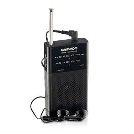 Daewoo Radio AM/FM con Altavoz Incorporado y Auriculares - Color Negro
