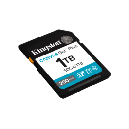 Kingston SDG4/1TB Tarjeta SDXC Canvas Go Plus 1TB, 200MB/s Lectura, V30, U3, para 4K UHD, DSLR y Cámaras sin Espejo