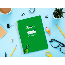 Liderpapel Cuaderno Espiral Din A5 Pautaguía Tapa Blanda 40 Hojas 75gr Cuadro Pautado 5mm Color Verde
