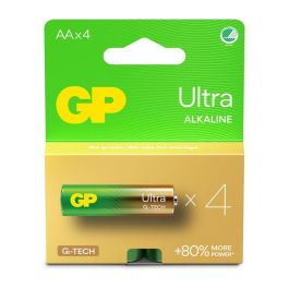 GP 15AU/LR6 Pila AA Ultra Alcalina con Tecnología G-Tech. Pack de 4 Baterías Versátiles para Dispositivos