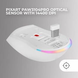 Mars Gaming MM-T3 Ratón Inalámbrico Tri-Mode RGB 14400 DPI Ultraligero 67g con Base Magnética Blanco