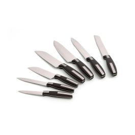 Quid Cuchillo Pelador Habitat 7 cm Acero Inoxidable Negro con Mango Baquelita Soft Touch y Apto Lavavajillas - Pack 12 Unidades