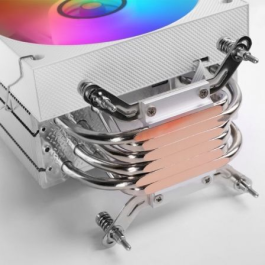 Mars Gaming MCPU-LCD Disipador CPU con Pantalla LCD, 6 Heatpipes HCT, Ventilador ARGB 120mm PWM, Compatible Intel/AMD, TDP 300W, Blanco