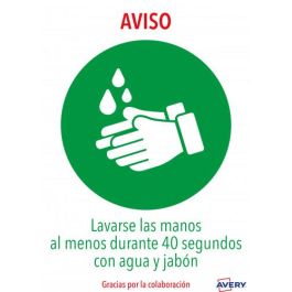 Avery AV_KITCOVID1_ES Señales Adhesivos Lavarse Las Manos 2 Hojas A4 Ultra Resistentes Al Agua Aceite Suciedad UV Exterior Precio: 8.68999978. SKU: B1AYRNHB2F