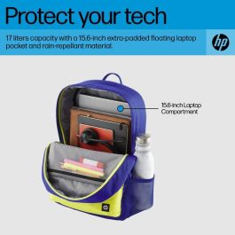 HP Mochila Campus Verde, Segura y Organizadora, con Cremallera Bloqueable, Repelente al Agua y Bolsillo Acolchado para Portátil