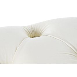 DKD Home Decor Descalzadora Glam Crema Dorado, Banqueta Poliéster y Metal, Ancho 103cm Profundidad 46cm Alto 42cm, Altura Asiento 42cm Desmontable