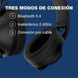 Coolbox Auriculares WB01 Inalámbricos Bluetooth 5.4 con Micrófono Extraíble y RGB - Negro