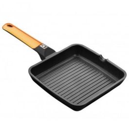 ASADOR GRILL EFFICIENT ORANGE RAYAS BRA A281428 - 28X28CM - ESPESOR 6MM - ALUMINIO FUNDIDO - TEFLÓN ANTIADHERENTE PLATINUM PLUS - MANGO ERGONÓMICO