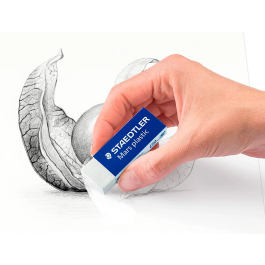 Staedtler Goma de borrar 526/50 para Papel y Poliéster, Blanca, Bloque, 65x23x12 mm