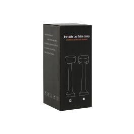 DKD Home Decor Lámpara Sobremesa Moderno Blanco Negro LED Metal Tactil Recargable 3 Niveles Brillo 2 Unidades 9 x 9 x 21 cm